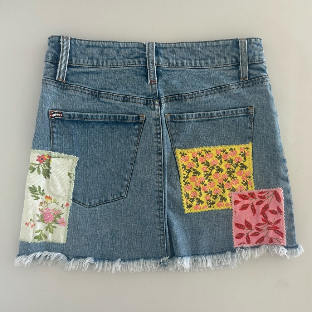 Alice Olivia Route 66 Patchwork Denim Miki Skirt - Picture 6 of 7